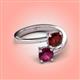 4 - Jianna 6.00 mm Cushion Red Garnet and Round Rhodolite Garnet 2 Stone Promise Ring 