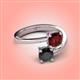 4 - Jianna 6.00 mm Cushion Red Garnet and Round Black Diamond 2 Stone Promise Ring 