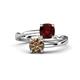 1 - Jianna 6.00 mm Cushion Red Garnet and Round Smoky Quartz 2 Stone Promise Ring 