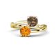 1 - Jianna 6.00 mm Cushion Smoky Quartz and Round Citrine 2 Stone Promise Ring 