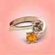 4 - Jianna 6.00 mm Cushion Smoky Quartz and Round Citrine 2 Stone Promise Ring 