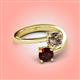 4 - Jianna 6.00 mm Cushion Smoky Quartz and Round Red Garnet 2 Stone Promise Ring 