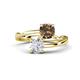 1 - Jianna 6.00 mm Cushion Smoky Quartz and Round White Sapphire 2 Stone Promise Ring 