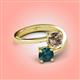 4 - Jianna 6.00 mm Cushion Smoky Quartz and Round London Blue Topaz 2 Stone Promise Ring 