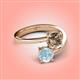 4 - Jianna 6.00 mm Cushion Smoky Quartz and Round Aquamarine 2 Stone Promise Ring 