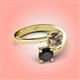 4 - Jianna 6.00 mm Cushion Smoky Quartz and Round Black Diamond 2 Stone Promise Ring 