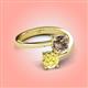 4 - Jianna 6.00 mm Cushion Smoky Quartz and Round Lab Created Yellow Sapphire 2 Stone Promise Ring 