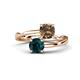 1 - Jianna 6.00 mm Cushion Smoky Quartz and Round London Blue Topaz 2 Stone Promise Ring 