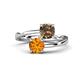 1 - Jianna 6.00 mm Cushion Smoky Quartz and Round Citrine 2 Stone Promise Ring 