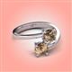 4 - Jianna 6.00 mm Cushion and Round Smoky Quartz 2 Stone Promise Ring 