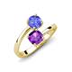 5 - Jianna 6.00 mm Cushion Amethyst and Round Tanzanite 2 Stone Promise Ring 