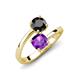 5 - Jianna 6.00 mm Cushion Amethyst and Round Black Diamond 2 Stone Promise Ring 