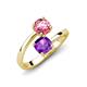5 - Jianna 6.00 mm Cushion Amethyst and Round Pink Tourmaline 2 Stone Promise Ring 
