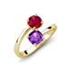 5 - Jianna 6.00 mm Cushion Amethyst and Round Ruby 2 Stone Promise Ring 