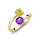 5 - Jianna 6.00 mm Cushion Amethyst and Round Yellow Diamond 2 Stone Promise Ring 
