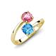 5 - Jianna 6.00 mm Cushion Blue Topaz and Round Pink Tourmaline 2 Stone Promise Ring 