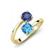 5 - Jianna 6.00 mm Cushion Blue Topaz and Round Iolite 2 Stone Promise Ring 