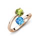 5 - Jianna 6.00 mm Cushion Blue Topaz and Round Peridot 2 Stone Promise Ring 