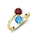 5 - Jianna 6.00 mm Cushion Blue Topaz and Round Red Garnet 2 Stone Promise Ring 