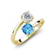 5 - Jianna 6.00 mm Cushion Blue Topaz and Round White Sapphire 2 Stone Promise Ring 