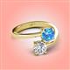 4 - Jianna 6.00 mm Cushion Blue Topaz and GIA Certified Round Natural Diamond 2 Stone Promise Ring 