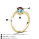 6 - Jianna 6.00 mm Cushion Blue Topaz and Round Red Garnet 2 Stone Promise Ring 