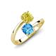 5 - Jianna 6.00 mm Cushion Blue Topaz and Round Yellow Diamond 2 Stone Promise Ring 