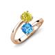 5 - Jianna 6.00 mm Cushion Blue Topaz and Round Yellow Diamond 2 Stone Promise Ring 