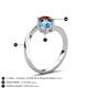 6 - Jianna 6.00 mm Cushion Blue Topaz and Round Red Garnet 2 Stone Promise Ring 