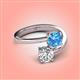 4 - Jianna 6.00 mm Cushion Blue Topaz and GIA Certified Round Natural Diamond 2 Stone Promise Ring 