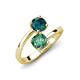 5 - Jianna 6.00 mm Cushion Lab Created Alexandrite and Round London Blue Topaz 2 Stone Promise Ring 