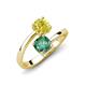 5 - Jianna 6.00 mm Cushion Lab Created Alexandrite and Round Yellow Diamond 2 Stone Promise Ring 