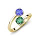 5 - Jianna 6.00 mm Cushion Lab Created Alexandrite and Round Tanzanite 2 Stone Promise Ring 