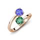 5 - Jianna 6.00 mm Cushion Lab Created Alexandrite and Round Tanzanite 2 Stone Promise Ring 