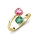 5 - Jianna 6.00 mm Cushion Lab Created Alexandrite and Round Pink Tourmaline 2 Stone Promise Ring 