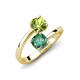 5 - Jianna 6.00 mm Cushion Lab Created Alexandrite and Round Peridot 2 Stone Promise Ring 