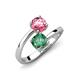 5 - Jianna 6.00 mm Cushion Lab Created Alexandrite and Round Pink Tourmaline 2 Stone Promise Ring 