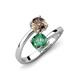 5 - Jianna 6.00 mm Cushion Lab Created Alexandrite and Round Smoky Quartz 2 Stone Promise Ring 