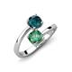 5 - Jianna 6.00 mm Cushion Lab Created Alexandrite and Round London Blue Topaz 2 Stone Promise Ring 