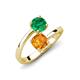5 - Jianna 6.00 mm Cushion Citrine and Round Emerald 2 Stone Promise Ring 