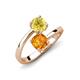 5 - Jianna 6.00 mm Cushion Citrine and Round Lab Created Yellow Sapphire 2 Stone Promise Ring 