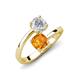 5 - Jianna 6.00 mm Cushion Citrine and Round White Sapphire 2 Stone Promise Ring 