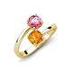 5 - Jianna 6.00 mm Cushion Citrine and Round Pink Tourmaline 2 Stone Promise Ring 