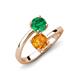 5 - Jianna 6.00 mm Cushion Citrine and Round Emerald 2 Stone Promise Ring 