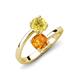 5 - Jianna 6.00 mm Cushion Citrine and Round Lab Created Yellow Sapphire 2 Stone Promise Ring 