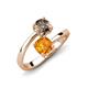 5 - Jianna 6.00 mm Cushion Citrine and Round Smoky Quartz 2 Stone Promise Ring 