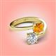 4 - Jianna 6.00 mm Cushion Citrine and GIA Certified Round Natural Diamond 2 Stone Promise Ring 