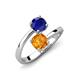 5 - Jianna 6.00 mm Cushion Citrine and Round Blue Sapphire 2 Stone Promise Ring 