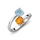 5 - Jianna 6.00 mm Cushion Citrine and Round Aquamarine 2 Stone Promise Ring 