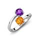 5 - Jianna 6.00 mm Cushion Citrine and Round Amethyst 2 Stone Promise Ring 